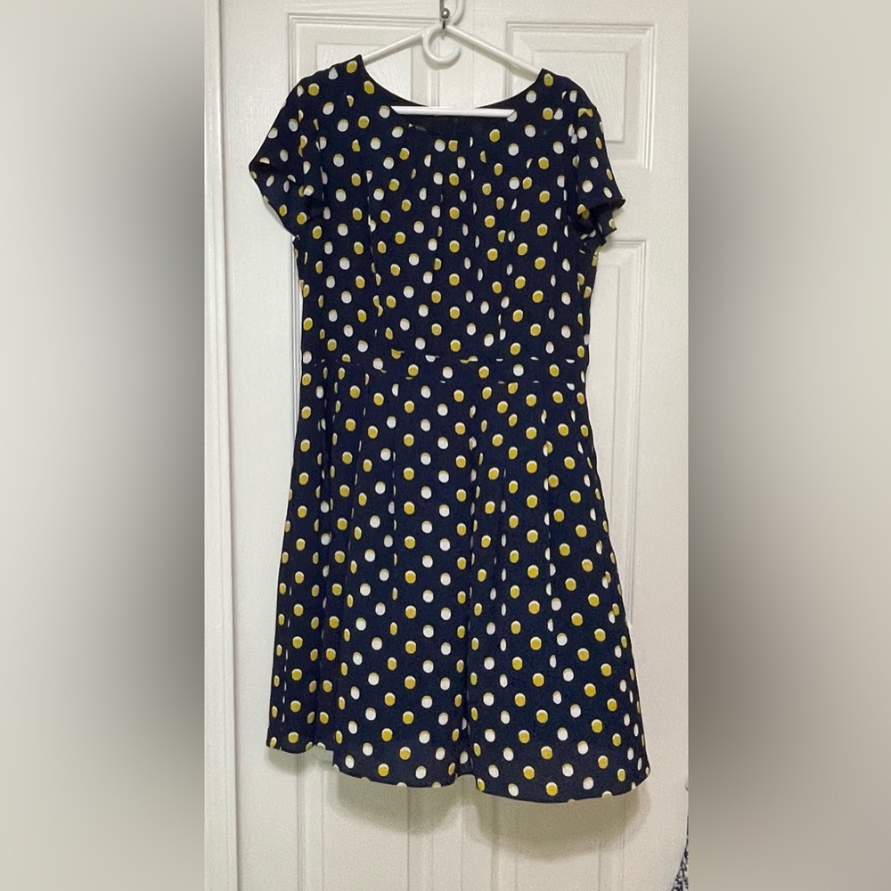 Talbots Blue and Yellow Ruched A-Line Sundress